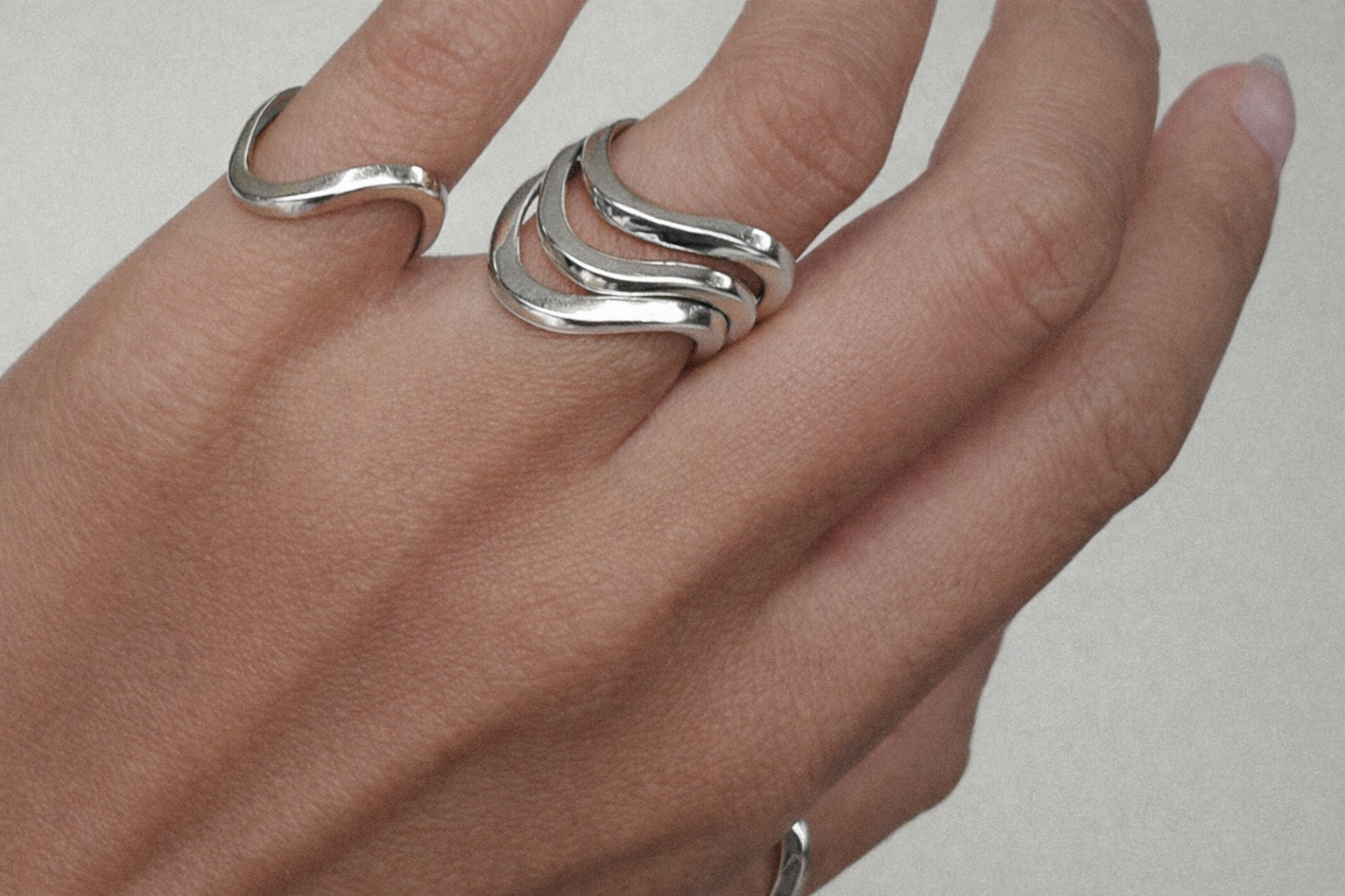 WAVE RINGS SET - SILVER