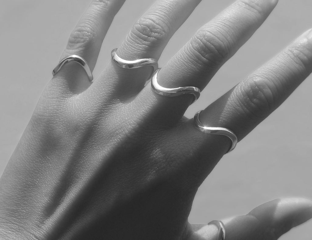 WAVE RINGS SET - SILVER
