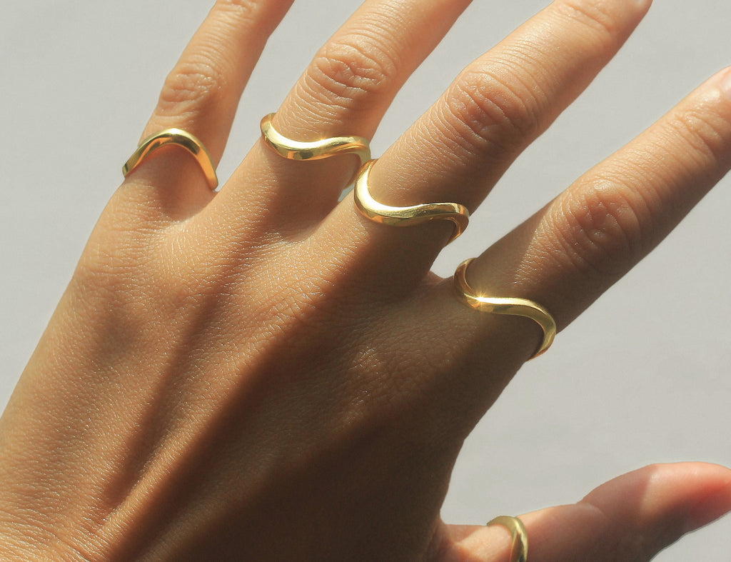 OMBAK RINGS SET - SILVER GOLD PLATED