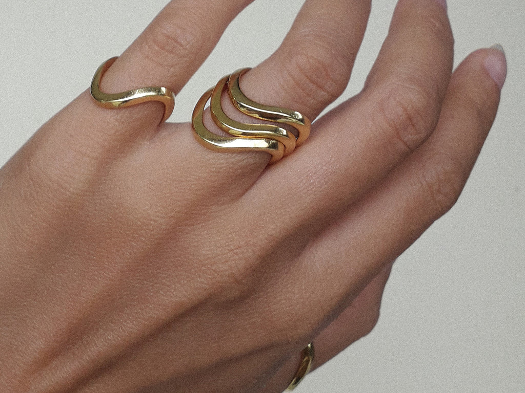 OMBAK RINGS SET - SILVER GOLD PLATED