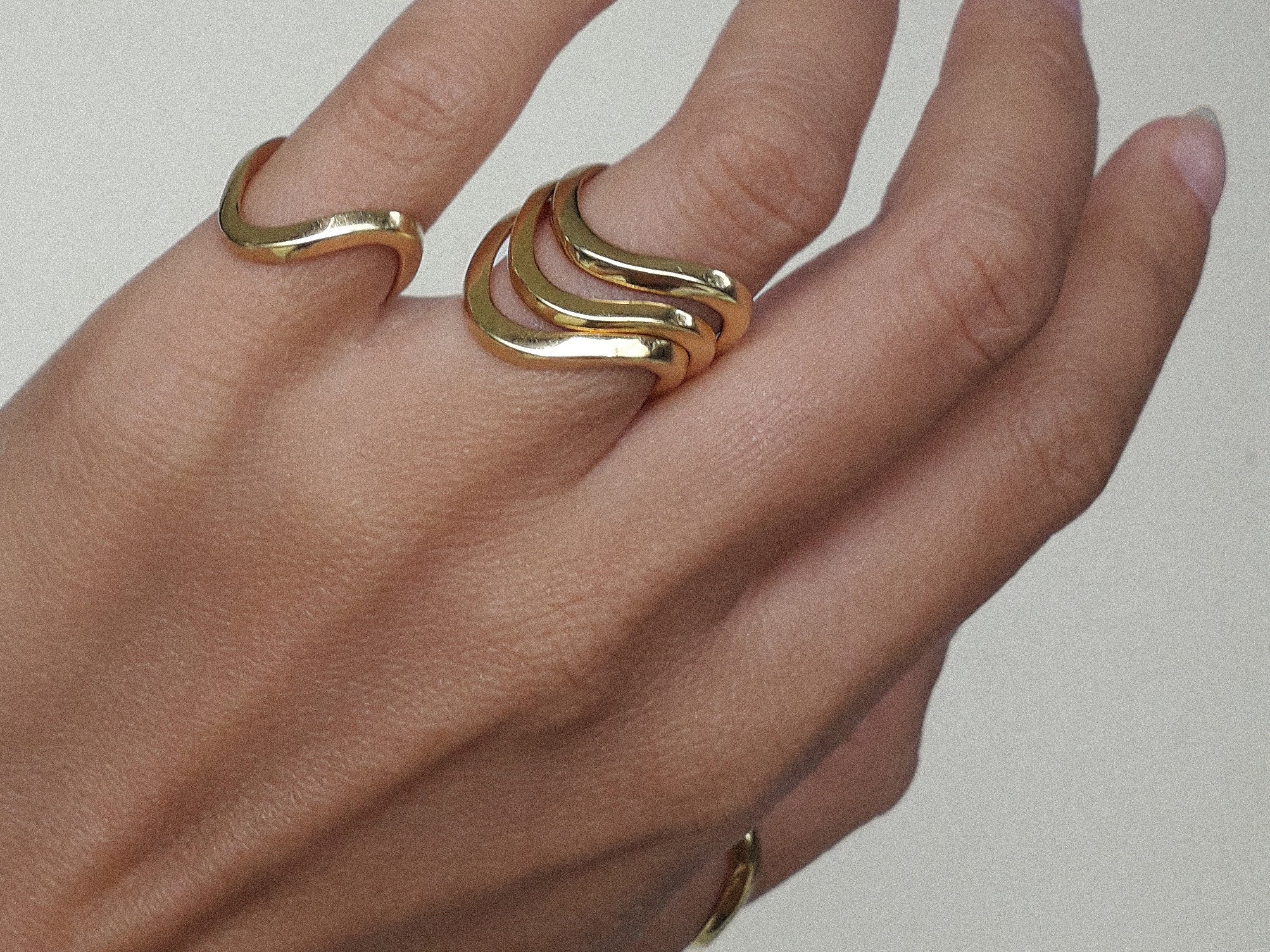 OMBAK RINGS SET - SILVER GOLD PLATED